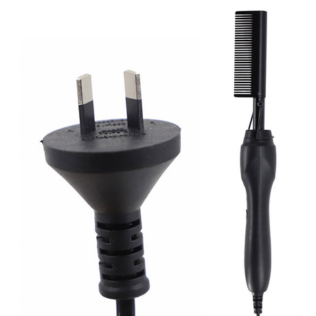 Black Electric Hot Comb Hair Straightener - Fast Heating Styling Tool with 3 Temp Settings & Anti-Scald Guard