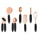 Black And Rose Gold 7-Piece Kitchen Gadget Set - Stainless Steel Utensils with Comfort Grip Handles