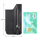 2 Pcs Black Multifunction Stick-On Phone Wallet - PU Leather Card Holder with Zipper & Flip Cover