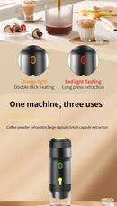 Green 3-in-1 Portable Electric Espresso Maker - Rechargeable Travel Coffee Machine for Capsules & Ground Coffee