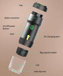 Green 3-in-1 Portable Electric Espresso Maker - Rechargeable Travel Coffee Machine for Capsules & Ground Coffee