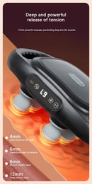 White Advanced 6-Head Percussion Massager with Heat - Rechargeable Deep Tissue Muscle Relief Gun