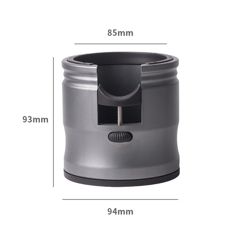 Dark Grey Round Professional Aluminum Espresso Tamping Station - Adjustable Portafilter Holder Stand