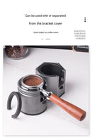 Dark Grey Round Professional Aluminum Espresso Tamping Station - Adjustable Portafilter Holder Stand