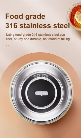 Light Yellow 316 Stainless Steel Rechargeable Electric Self-Stirring Mug - 420ml Automatic Mixing Cup with Magnetic Rotor