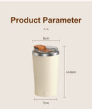 Light Yellow 316 Stainless Steel Rechargeable Electric Self-Stirring Mug - 420ml Automatic Mixing Cup with Magnetic Rotor