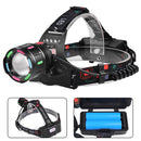 Fourth Gear With 2*18650 Batteries Rechargeable White Laser Headlamp - Long-Range Zoomable Headlight for Night Fishing and Hiking