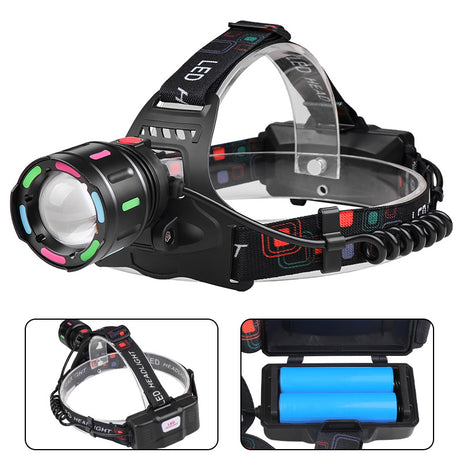 Fourth Gear With 2*18650 Batteries Rechargeable White Laser Headlamp - Long-Range Zoomable Headlight for Night Fishing and Hiking