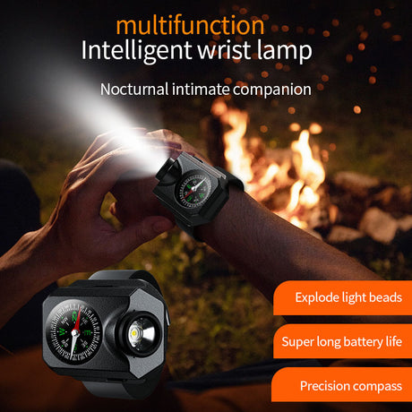 XPG Wrist Light for Outdoor Camping - Rechargeable LED Running Light with Compass and Watch for Survival and Adventure