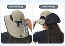 Black Wide Brim Sun Hat with Cape - Foldable UV Protection - 10cm Brim