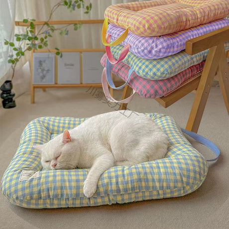 XS Orange All-Season Pet Bed - Soft Washable Dog & Cat Mat with Comfortable Cushion - Warm Winter Padding for Small to Large Pets