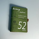 Green 52-week couple's savings challenge binder - 6-ring financial planner set (2 books)
