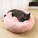 Blue-white 50cm Cozy Round Pet Bed - Plush Cat & Dog Bed with Non-Slip Base, Machine Washable
