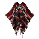 Red Elegant Jacquard Knit Shawl Wrap - Versatile Oversized Scarf (150cm x 130cm)