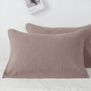 Brown Breathable 4-Layer Cotton Gauze Pillow Towel Pair - Japanese Style Grid (52x75cm)