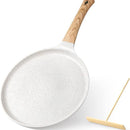 White 20cm Non-Stick Crepe Pan - Versatile Flat Skillet for Pancakes, Omelettes & Tortillas