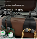 Black Heavy Duty Car Headrest Hooks (Set of 4 Units) - PU Leather Seat Back Organizer Hangers
