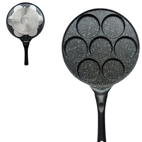 Black Flat 7-hole Versatile Non-Stick Frying Pan (27cm) - Induction Ready Skillet for Everyday Cooking