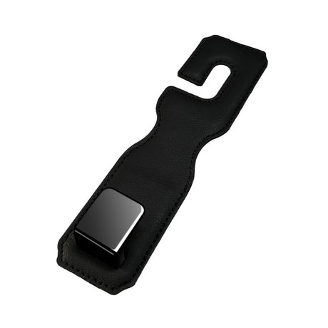 Black Premium PU Leather Car Headrest Hooks (Set of 4) - Stylish Seat Back Organizer Hangers