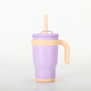 Purple 14oz Insulated Tumbler with Handle & Straw - 304 Stainless Steel Car Cup (Contrast Color)