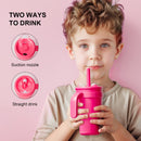 Blue 14oz Insulated Tumbler with Handle & Straw - 304 Stainless Steel Car Cup (Contrast Color)