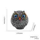 3Pcs Blue Small Decorative Resin Owl Figurine - Textured Statue with Blue Eyes