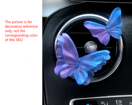 Starry Sky Blue Butterfly Set of 3 Butterfly Car Air Vent Clips - Decorative Scent Diffuser Ornaments