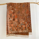 Khaki Bohemian Paisley Print Scarf - Large Lightweight Shawl Wrap - 200cm x 65cm