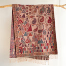 Pink Bohemian Paisley Print Scarf - Large Lightweight Shawl Wrap - 200cm x 65cm