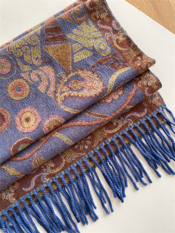 Green Bohemian Paisley Print Scarf - Large Lightweight Shawl Wrap - 200cm x 65cm