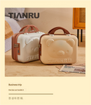 Cute Bear Face Hard-Shell Storage Case with Lock - 14-Inch red Travel Organizer