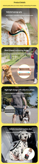 Pink Shock Absorbing Dog Leash with Reflective Stitching - 135cm for Small to Large Dogs