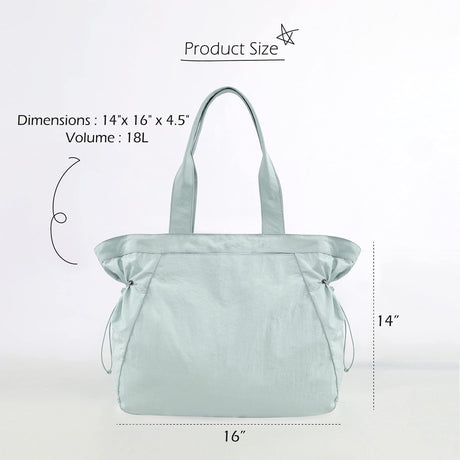 Water-Resistant Tote Bag with Drawstring Side-Cinch and Snap Closure - 18L Capacity Black