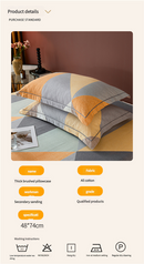 Comfortable cotton pillowcase, double-sided warm design, breathable and skin-friendly - Orange and Grey
