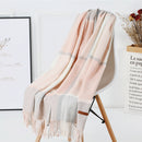 Cozy Color Block Fringe Scarf - Pink and Grey Shawl for Fall and Winter
