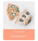 Plush Floral Bucket Hat,Warm Crocheted Winter Hat in White Pink-Hat circumference: 56-60cm