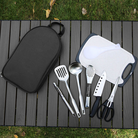 Portable Kitchen Utensil Storage Bag - Lightweight Organizer for Camping and Outdoor Cooking, Green