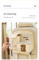 Car Seat Back Organizer with Practical design-Multi-Pocket Storage for Tissues and Gadgets-Brown