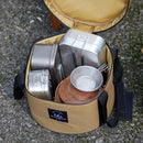 Portable Outdoor Kitchen Utensil Organizer,Waterproof Camping Cookware Storage Bag, Smoke Gray-Size M