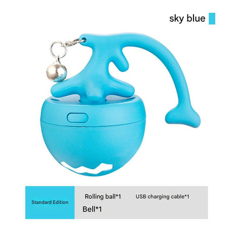 Rechargeable Interactive Cat Toy - Self-Rolling Ball with LED Light,Standard Edition Blue