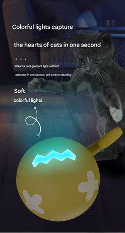 Rechargeable Interactive Cat Toy - Self-Rolling Ball with LED Light,Standard Edition Blue