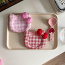 Korean INS Kitty Quilt Insulation Pad, Cute Fabric Kitchen Mat, Desktop Decoration (White and Pink)