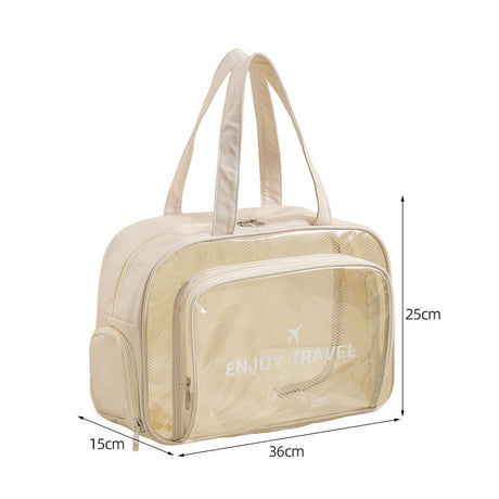 Waterproof beach bag with wet and dry separation, gym and swim storage bag, toiletries and cosmetic bag for swimsuits and goggles (Beige has shoe compartment)
