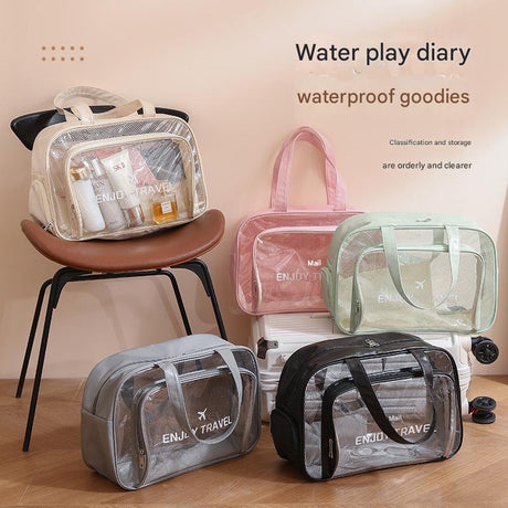 Waterproof beach bag with wet and dry separation, gym and swim storage bag, toiletries and cosmetic bag for swimsuits and goggles (Beige has shoe compartment)