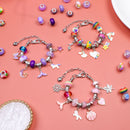 Unicorn DIY Beaded Bracelet Kit for Kids - Pink Crystal Beads and Charms Jewelry Set with Gift Box