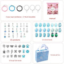 Unicorn DIY Beaded Bracelet Kit for Kids - Blue Crystal Beads and Charms Jewelry Set with Gift Box