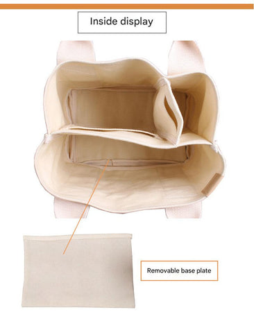 Rose red Canvas Lunch Tote Bag - Stylish Handbag with Multiple Compartments for Women