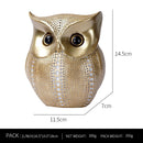White Gold resin owl statue - modern perforated design for living room TV cabinet and entryway decoration