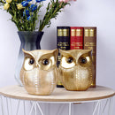 White Gold resin owl statue - modern perforated design for living room TV cabinet and entryway decoration
