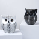 Black gold resin owl statue - modern perforated design for living room TV cabinet and entryway decoration